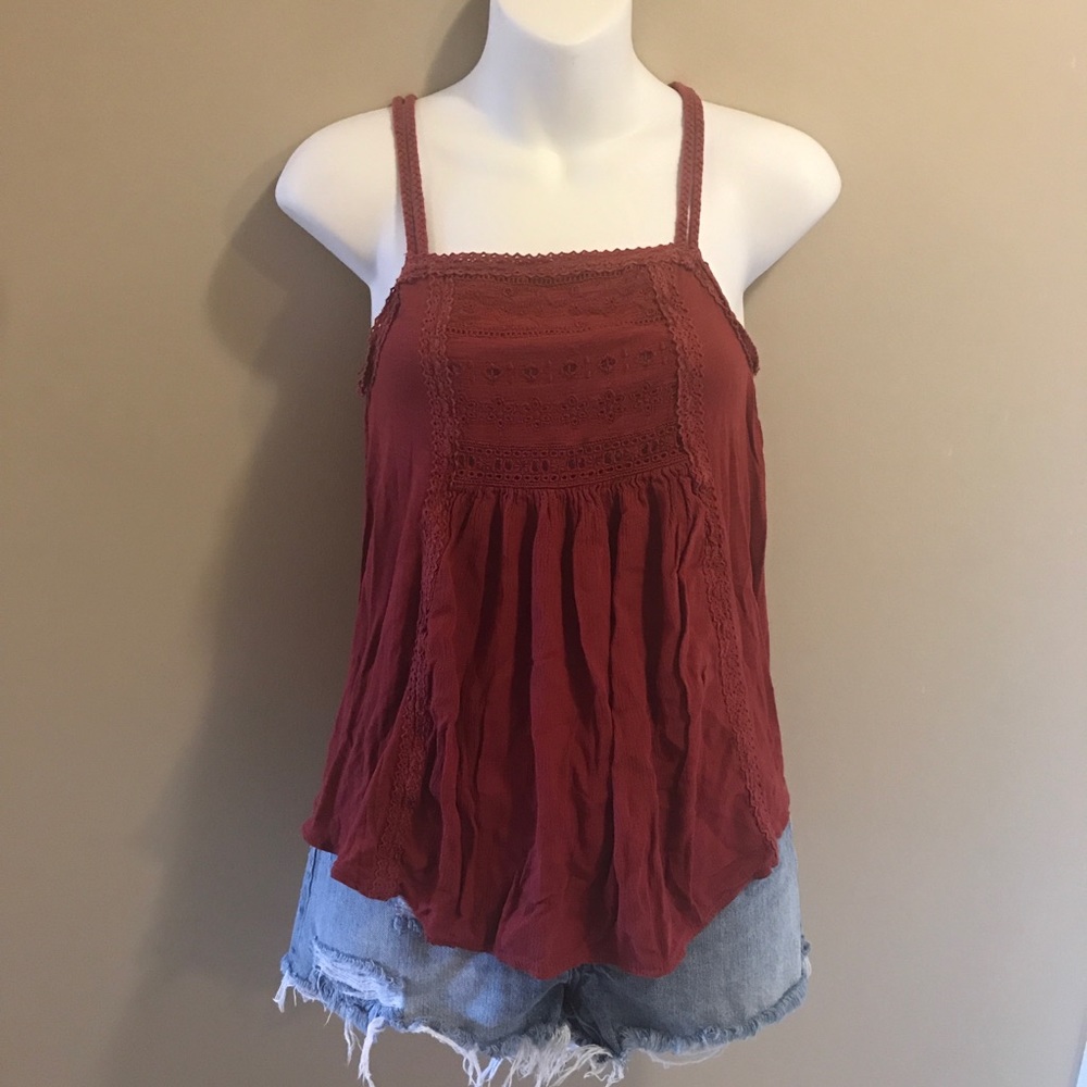 Braided Boho Tank Top American Eagle Rust Small